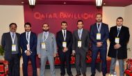 Abdulaziz bin Nasser Al Khalifa (fourth left) Chief Executive Officer, QDB, with other officials at the Qatar pavilion.
