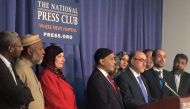 File photo of USCMO Secretary General Oussama Jammal addressing the press conference at the National Press Club (Courtesy: dailymuslims.com)