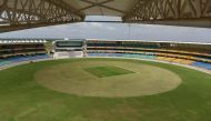 This photograph taken on August 31, 2016, shows a general view of The Saurashtra Cricket Association Stadium on the outskirts of Rajkot, some 240kms. from Ahmedabad. (AFP / SAM PANTHAKY)