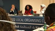  FIFA Secretary General Fatma Samoura addressing the media.