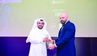 A senior official of GWC receiving the Enterprise Agility Awards at Grand Hyatt hotel in Doha recently. 