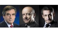From left: Francois Fillon, lain Juppe and Nicolas Sarkozy CREDIT: KENZO TRIBOUILLARD,LIONEL BONAVENTURE/AFP