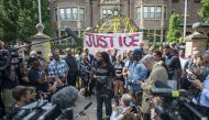 Minneapolis NAACP president Nekima Levy-Pounds speaks outside the Governors Mansion following the police shooting death of a black man on July 7, 2016 in St Paul, Minnesota.  (Stephen Maturen / Getty Images / AFP) 