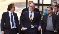 Newly-elected leader of the UK Independence Party, Paul Nuttall (C), arrives to attend the leadership announcement in central London on November 28, 2016. / AFP / BEN STANSALL