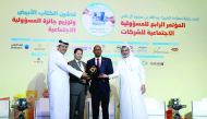 Senior officials of Sasol receiving the award for its ongoing 'Qatar e-Nature' initiative at the fourth Conference on Corporate Social Responsibility and Awards, which was organised by Dar Al Sharq in Doha recently. 
