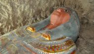 A sarcophagus containing a millennia-old mummy which was found by Spanish archaeologists near the southern Egyptian town of Luxor (AFP PHOTO / EGYPTIAN ANTIQUITIES MINISTRY) 