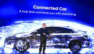 Hyundai Motor Co Vice-Chairman Euisun Chung speaks during a press event for CES 2017 at the Mandalay Bay Convention Center in Las Vegas, Nevada.