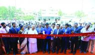 Movie star Prashanth inaugurating the new showroom in the presence of other dignitaries.