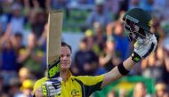 Australia's Steve Smith acknowledges the crowd after scoring a century during the third one-day international (ODI) cricket match between Pakistan and Australia at the WAcA in Perth on January 19, 2017. (AFP / TONY ASHBY)