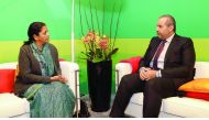 Minister of Economy and Commerce, H E Sheikh Ahmed bin Jassim Al Thani (right) met with India’s Minister of State for the Ministry of Commerce & Industry, Nirmala Sitharaman, on the sidelines of World Economic Forum’s Annual Meeting in Davos, yesterday. S