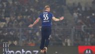 Ben Stokes leaps in the air. (REUTERS/Rupak De Chowdhuri)