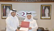 Salem Al Mannai, Deputy Group President & CEO of QIC Mena receives certificate of appreciation from Khalifa Turki Al Subaey, Group President & CEO of QIC Group.
