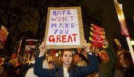 People protest against the US travel and immigration ban from seven Muslim-majority countries and demand President Donald Trump's planned state visit to the UK to be cancelled outside Downing Street in London, England on January 30, 2017. ( Tolga Akmen - 