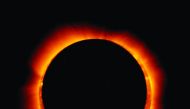 Sun spots are seen as the moon moves into a full eclipse position after reaching annularity during the first annular eclipse seen in the US since 1994 on May 20, 2012.
