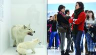 People visit the Paul Emile Victor museum on February 23, 2017 in the French eastern village of Premanon. The museum, which opened on February 18, 2017, is the first permanent museum devoted to the Arctic and Antarctic regions, according to Anthony Renou,