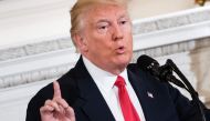 US President Donald Trump speaks to members of the National Governors Association and his administration before a meeting in the State Dining Room of the White House February 27, 2017 in Washington, DC. / AFP / Brendan Smialowski