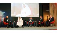 FROM LEFT: Dr Tommy Weir, Abdulaziz bin Nasser Al Khalifa, CEO of Qatar Development Bank (QDB); Dr. Ahmad M. Hasnah. President of Hamad Bin Khalifa University; Daniel Burrus, Technology and Innovation Futurist; and Vodafone Chief Executive Officer Ian Gra