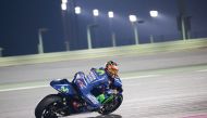 Movistar Yamaha MotoGP team's Spanish rider Maverick Vinales in action at Losail International Circuit.