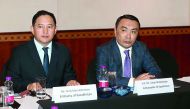 Ambassador of Kazakhstan, Askar Shokybaev (right), and Serik Myrzakhmetov, Counsellor, at the press conference.