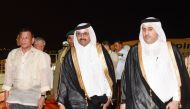 President of the Republic of the Philippines Rodrigo Duterte being received at the Hamad International Airport by Minister of Energy and Industry H E Dr Mohammed bin Saleh Al Sada