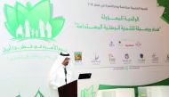 Rashid bin Ahmed Al Dosari, Director, Family Consulting Center (Wifaq) addressing the event.