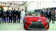 Officials with the Lexus model at the Qatar Motor Show. Pic:  Salim Matramkot / The Peninsula 