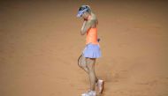 Russia's Maria Sharapova reacts during the semi-final match against France's Kristina Mladenovic at the WTA Tennis Grand Prix in Stuttgart, southwestern Germany, on April 29, 2017. (AFP / THOMAS KIENZLE)