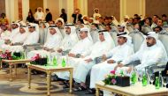 Minister of Administrative Development, Labour and Social Affairs, H E Dr Issa Saad Al Jafali Al Nuaimi, with other officials and guests at the opening ceremony of Occupational Safety and Health Conference at Four Seasons Hotel Doha yesterday. Pic: Abdul 