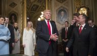 President Donald Trump, Chief of Staff Reince Priebus, White House counsel Donald McGahn with staff on January 20, 2017 (J Scott Applewhite / Pool / AP / Anadolu Agency) 