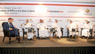 Leland Rice (left), Editor-in-Chief of ‘The Business Year’; Dr Khaled Alderbesti (second left), Senior Consultant at the Ministry of Economy and Commerce; Fahad Rashid Al Kaabi, CEO, Manateq (third right) Abdul Rahman Essa Al Mannai, President and CEO, Mi