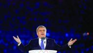 IOC President Thomas Bach speaks during the Rio Olympics opening ceremony in this August 2016 file picture.