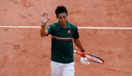 June 4, 2017 Japan's Kei Nishikori celebrates after winning his third round match against South Korea's Hyeon Chung Reuters / Benoit Tessier
