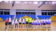 Teams taking part in the junior futsal tournament of the Ramadan Sports Festival (RSF) pose for a group picture before their match.