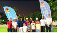 The podium winners at the Qatar Golf Association tournament at Doha Golf Club.