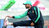 Bangladesh captain Mashrafe Mortaza attends a training session at Edgbaston cricket ground in Birmingham. 