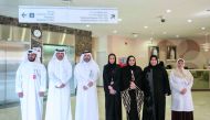 Ooredoo volunteers, with the officials of the Fahad Bin Jassim Kidney Centre, during the visit. 