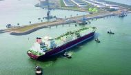 A Qatargas-chartered LNG vessel anchored at the Gate LNG Terminal in the Netherlands.