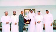 Badrinath (third left), CEO of Zubair Corporation, receiving momento from Mohammed bin Ahmed bin Towar Al Kuwari, Vice Chairman, Qatar Chamber during the visit  of the Omani delegation to the Qatar Chamber.