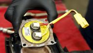 A recalled Takata airbag inflator removed it from a Honda Pilot at the AutoNation Honda dealership service department is shown in Miami, Florida in this June 25, 2015 file photo (Reuters / Joe Skipper) 