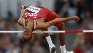 Qatar’s Mutaz Essa Barshim  in action in men’s high jump final at World Athletics Championships, London Stadium, August 13, 2017 (Reuters/Phil Noble) 