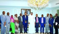 Mohammed bin Ahmed bin Towar Al Kuwari (centre), Vice Chairman, QC with the visiting Ethiopian delegation, yesterday.