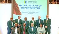 Dr R Seetharaman, CEO of Doha Bank (sitting second right) with other officials at Doha Bank’s  knowledge sharing session in UK, recently.