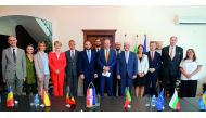 Ambassadors and other officials of European embassies in Qatar at a press conference held at the Bulgarian Embassy on Thursday. Pic: Abdul Basit / The Peninsula
