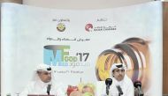 Mohamad Al Harqan (left), Public Relation Manager at Ministry of Energy and Industry and Saleh bin Hamad Al Sharqi, Director General of Qatar Chamber announcing the Medfood 2017 expo dates, at Qatar Chamber headquarters.