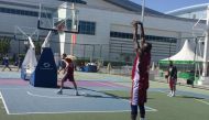 Qatar's basketball players training. (Source: twitter/@qatarbf)