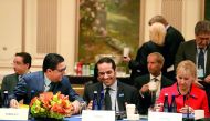 Foreign Minister H E Sheikh Mohamed bin Abdulrahman Al Thani addressing a high-level meeting on supporting accountability and justice for post-conflict in Iraq, in New York.