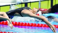A Chinese swimmer in action during the Short Course Swimming competition at Ashgabat 2017 Games yesterday. China finished Ashgabat 2017 Short Course Swimming competition with 29 medals total, 11 of which were gold, to more than double the best results of 