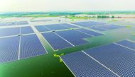 The world’s largest floating solar power plant in a lake in Huainan, in China’s central Anhui province.