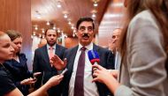 Former Qatari culture minister and Qatar's candidate for the nomination of Unesco's new director general, Hamad bin Abdoulaziz Al-Kawari addresses the media at the Unesco headquarters in Paris on October 13, 2017. AFP / Thomas SAMSON