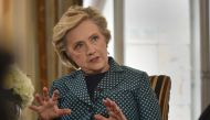 Former U.S. Secretary of State, Hillary Clinton is seen speaking, in this undated photograph received via the BBC, during an interview at Claridge's hotel for the BBC's Andrew Marr Show which was broadcast in London, Britain October 15, 2017. Jeff Overs/B